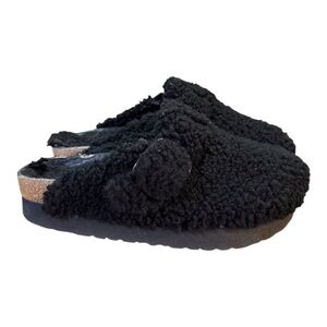 Birkenstock Papillio Black Fuzzy Mules